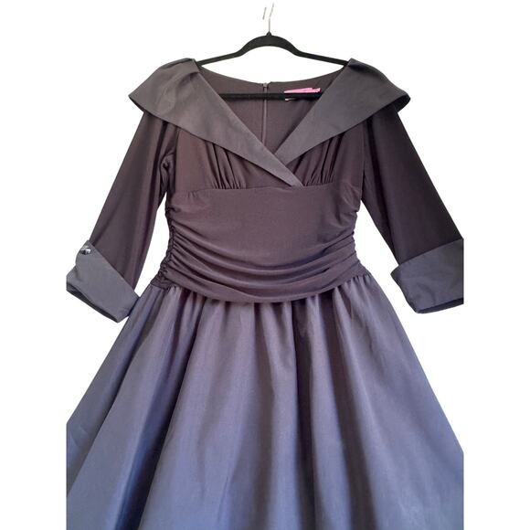 Eliza J Black Portrait Collar 3/4 sleeve cocktail dress Sz 10 portrait collar - Picture 3 of 9